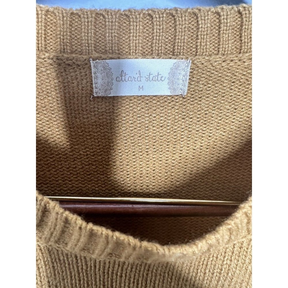 Altar’d State Brown Tan Crop Sweater Floral Long Sleeves Knit Women's M - Picture 5 of 6